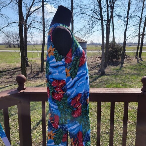 Gloria's Fashions Blue Womens Floral Tropical Print Sleeveless Summer Dress, M - Picture 6 of 15